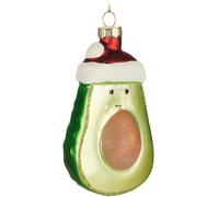 BRUBAKER Avocat de Noël - Boule de Noël en verre peinte à la main - 11 cm Boule d'arbre Avocat joyeux avec bonnet de Noël - Décorations de Noël