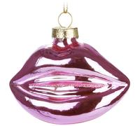 BRUBAKER Baiser - Boule de Noël en verre peint à la main - 9 cm Boule d'arbre Lèvres Bouche Rose - Pendentif Noël pour femmes - Décorations de Noël
