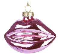 BRUBAKER Baiser - Lèvres Bouche Rose - Boule de Noël en Verre Peinte à la Main - 9 cm Pendentif Noël pour Femme - Décoration d'arbre de Noël Soufflée à la Bouche - Figure Drôle Pendentif Déco