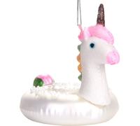 BRUBAKER Bouée Licorne - Boule de Noël en verre peinte à la main - Décorations de Noël Figurines amusantes Pendentif Déco Boule d'arbre - 11 cm