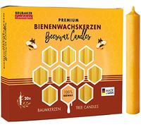 BRUBAKER - Bougies de Noël en Cire d'abeille 100% - Lot de 20 - Idéales pour Sapin & Pyramide de Noël - Ø 1,25 cm - Jaune/Miel