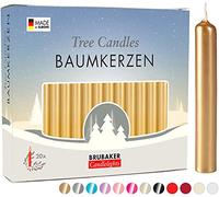 BRUBAKER - Bougies de Noël en Cire - Lot de 100 - Idéales pour Sapin & Pyramide de Noël - Ø 1,25 cm - Doré/Or