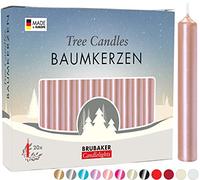 BRUBAKER - Bougies de Noël en Cire - Lot de 20 - Idéales pour Sapin & Pyramide de Noël - Ø 1,25 cm - Or Rose