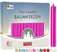 BRUBAKER - Bougies de Noël en Cire - Lot de 20 - Idéales pour Sapin & Pyramide de Noël - Ø 1,25 cm - Rose
