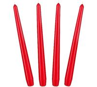 BRUBAKER Bougies Pointues 24 cm pour Bougeoirs et Chandeliers - 4 pièces - Longues Bougies Décoratives Anti-Goutte à Longue Durée de Combustion - Set de Bougies Rouge