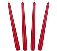 BRUBAKER Bougies Pointues 24 cm pour Bougeoirs et Chandeliers - 4 pièces - Longues Bougies Décoratives Anti-Goutte à Longue Durée de Combustion - Set de Bougies Rouge Foncé