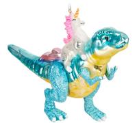 BRUBAKER Boule de Noël en Verre - Travail Manuel Beaucoup de Motifs Amusants - Décorations de Noël Licorne sur dinosaure