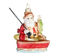 BRUBAKER Boule de Noël en Verre - Travail Manuel Beaucoup de Motifs Amusants - Décorations de Noël - Personnages Drôle Pendentifs - Pêcheur Père Noël
