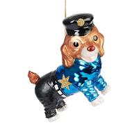 BRUBAKER Boule de Noël en Verre - Travail Manuel Beaucoup de Motifs Amusants - Décorations de Noël - Personnages Drôle Pendentifs - Chien de Police