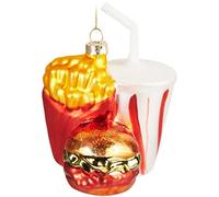 BRUBAKER Boule de Noël en Verre - Travail Manuel Beaucoup de Motifs Amusants - Décorations de Noël - Personnages Drôle Pendentifs - Fast Food
