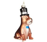 BRUBAKER Boule de Noël en Verre - Travail Manuel Beaucoup de Motifs Amusants - Décorations de Noël - Personnages Drôle Pendentifs - Terrier avec Haut-de-Forme et nœud Papillon