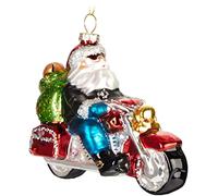 BRUBAKER Boule de Noël en Verre - Travail Manuel Beaucoup de Motifs Amusants - Décorations de Noël - Personnages Drôle Pendentifs - Père Noël sur Moto