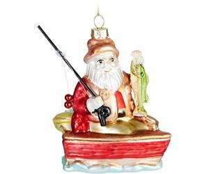 BRUBAKER Boule de Noël en Verre - Travail Manuel Beaucoup de Motifs Amusants - Décorations de Noël - Personnages Drôle Pendentifs - Pêcheur Père Noël