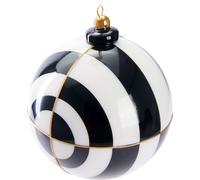 BRUBAKER Boule de Noël Premium avec motif circulaire - noir/blanc et or - 10 cm Boule d'arbre en verre