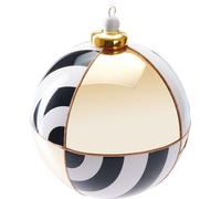 BRUBAKER Boule de Noël Premium avec motif circulaire - or, noir et blanc - 10 cm Boule d'arbre en verre