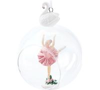 BRUBAKER Boule de Noël Premium Ballerine en robe rose - 10 cm Boule d'arbre en verre avec cygne figurine en porcelaine
