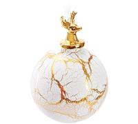 BRUBAKER Boule de Noël Premium Cerf sur Marbre Boule Blanc Or - 10 cm Boule d'arbre en Verre avec Tête de Cerf Figure en Porcelaine - Boule d'arbre de Noël en Optique Marbre - Décoration de Noël