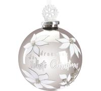 BRUBAKER Boule de Noël Premium Dreaming of a White Christmas - 10 cm Boule d'arbre en verre avec figure de flocons de neige en porcelaine