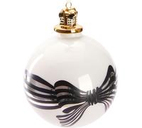 BRUBAKER Boule de Noël Premium Noeud avec cadeau - Blanc, noir et or - 10 cm boule d'arbre en verre avec boîte cadeau
