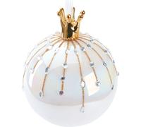 BRUBAKER Boule de Noël Premium Perle avec couronne or - 10 cm Boule d'arbre en verre avec figure en porcelaine - Fabriqué à la main