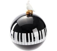 BRUBAKER Boule de Noël Premium Piano - Noir Blanc avec oiseau en porcelaine - 10 cm Boule d'arbre en verre