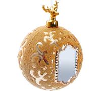 BRUBAKER Boule de Noël Premium - Royal Deer - Boule d'arbre de 10 cm avec miroir, motif doré, perles et figure de cerf