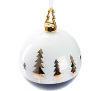BRUBAKER Boule de Noël Premium Sapin Or - 10 cm Boule d'arbre en verre Blanc Noir avec des sapins dorés