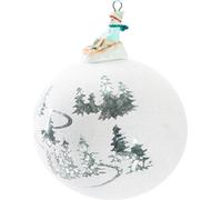 BRUBAKER Boule de Noël Premium - Sapin Paysage de neige avec traîneau Figurine en porcelaine - 10 cm Boule d'arbre
