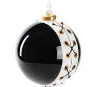 BRUBAKER Boule de Noël Premium Smoking Noir et Blanc - 10 cm Boule d'Arbre en Verre avec Dentelle Porcelaine Or