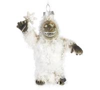 BRUBAKER Boule de Noël Yéti en verre - Peinte à la main - Décorations de Noël Drôles - Monstre de neige Monstre de neige - Deko Baumkugel Blanc