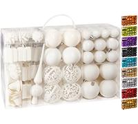 BRUBAKER - Boules de Noël & Pointe de Sapin - 101 Pièces/Coffret XXL - Décoration Arbre de Noël - Blanc Crème