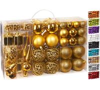BRUBAKER - Boules de Noël & Pointe de Sapin - 101 Pièces/Coffret XXL - Décoration Arbre de Noël - Doré/Or