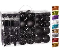 BRUBAKER - Boules de Noël & Pointe de Sapin - 101 Pièces/Coffret XXL - Décoration Arbre de Noël - Noir