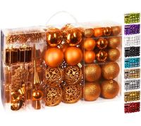 BRUBAKER - Boules de Noël & Pointe de Sapin - 101 Pièces/Coffret XXL - Décoration Arbre de Noël - Orange