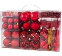 BRUBAKER - Boules de Noël & Pointe de Sapin - 101 Pièces/Coffret XXL - Décoration Arbre de Noël - Rouge