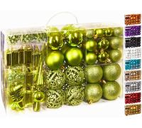 BRUBAKER - Boules de Noël & Pointe de Sapin - 101 Pièces/Coffret XXL - Décoration Arbre de Noël - Vert