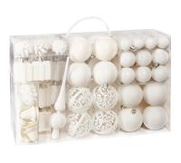 BRUBAKER Boules de Noël - Set de 101 Pièces - avec Pointe de sapin - Décorations de l'arbre de Noël - Blanc crème