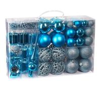 BRUBAKER Boules de Noël - Set de 101 Pièces - avec Pointe de sapin - Décorations de l'arbre de Noël - Bleu