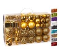 BRUBAKER Boules de Noël - Set de 101 Pièces - avec Pointe de sapin - Décorations de l'arbre de Noël - Or