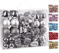 BRUBAKER - Boules de Noël Traditionnelles - Coffret de 77 Pièces - Décoration Sapin de Noël - Argenté