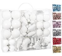 BRUBAKER Boules de Noël Traditionnelles - Coffret de 77 Pièces - Décoration Sapin de Noël - Blanc