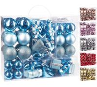 BRUBAKER - Boules de Noël Traditionnelles - Coffret de 77 Pièces - Décoration Sapin de Noël - Bleu Clair/Argenté
