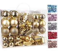 BRUBAKER - Boules de Noël Traditionnelles - Coffret de 77 Pièces - Décoration Sapin de Noël - Doré/Argenté