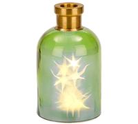 BRUBAKER - Bouteille lumineuse 'Magie' - 10 Étoiles LED - Hauteur 24 cm - Laiton/Vert