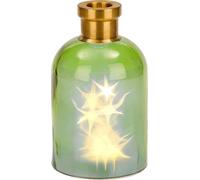 BRUBAKER Bouteille lumineuse "Magie" avec 10 LED étoiles 24 cm de hauteur Vert / laiton