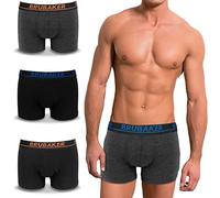 BRUBAKER Boxers pour Hommes - Pack de 4 Shorts Rétro - Hipster Boxer Caleçon avec Ceinture élastique - Confortable et Respirant - sous-Vêtements pour Hommes en Coton et Lycra®
