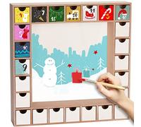 BRUBAKER - Calendrier de l'Avent à bricoler DIY - 24 Tiroirs à remplir & à décorer - Calendrier de Noël en Bois - Hauteur 33 cm - Blanc