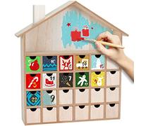 BRUBAKER - Calendrier de l'Avent à bricoler DIY - 24 Tiroirs à remplir & à décorer - Calendrier de Noël en Bois - Hauteur 33,3 cm - Beige