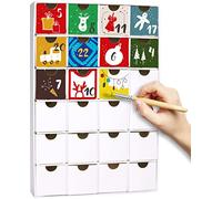 BRUBAKER - Calendrier de l'Avent à bricoler DIY - 24 Tiroirs à remplir & à décorer - Calendrier de Noël en Carton - Hauteur 32,5 cm - Blanc