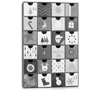 BRUBAKER Calendrier de L'Avent à Remplir - Black White Christmas - Calendrier de Noël à Remplir Soi-Même avec 24 Portes Pour Bons D'Achat, Bonbons et Autres Surprises - Hauteur 32,5 cm en Carton